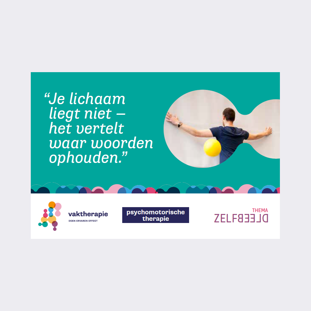 Kaart Week van de Vaktherapie 2025, thema Zelfbeeld, Psychomotorische Therapie