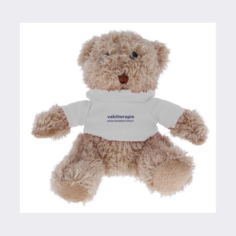 Teddybeer met de tekst Vaktherapie Doen Ervaren Effect