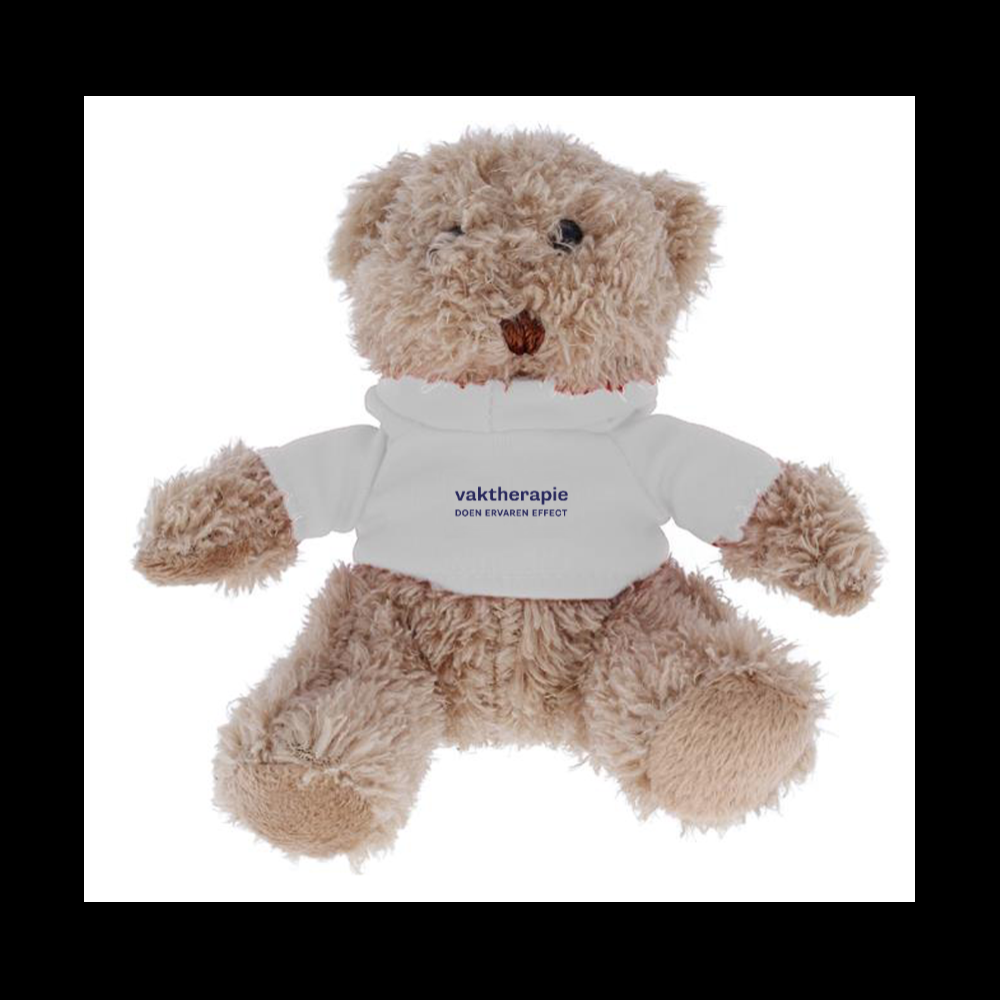 Teddybeer met de tekst Vaktherapie Doen Ervaren Effect